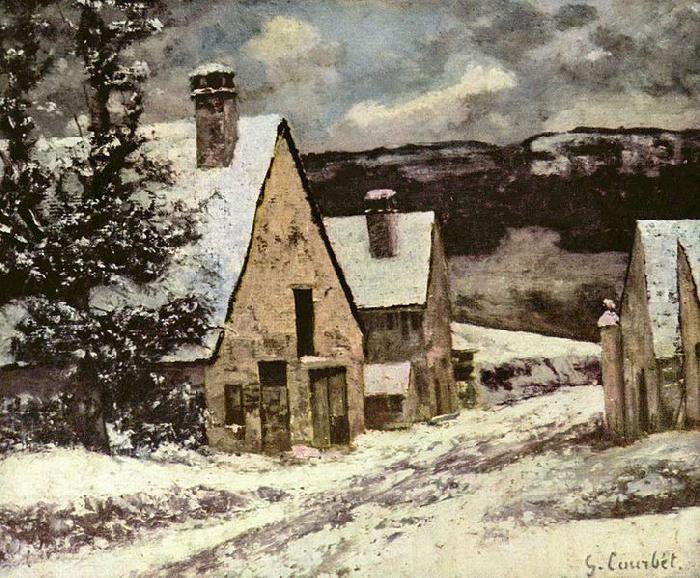 Gustave Courbet Dorfausgang im Winter Spain oil painting art